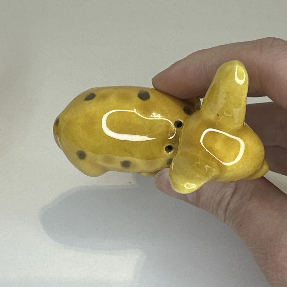 Vintage Deer Fawn Salt & Pepper Shakers Yellow Ceramic Glazed Japan